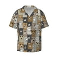 thumbnail image 4 of Uemuo Cartoon Bear Pattern Cotton Linen Short Sleeve Shirts,Casual Lightweight Button Down Shirts,Vacation Beach Summer Tops-Small, 4 of 7
