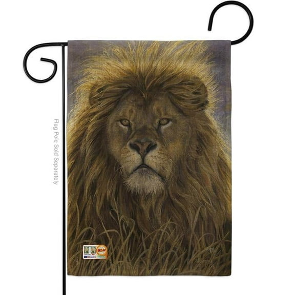 Breeze Decor BD-WL-G-110096-IP-DB-D-US16-AL 13 x 18.5 in. Lion Burlap Nature Wildlife Impressions Decorative Vertical Double Sided Garden Flag