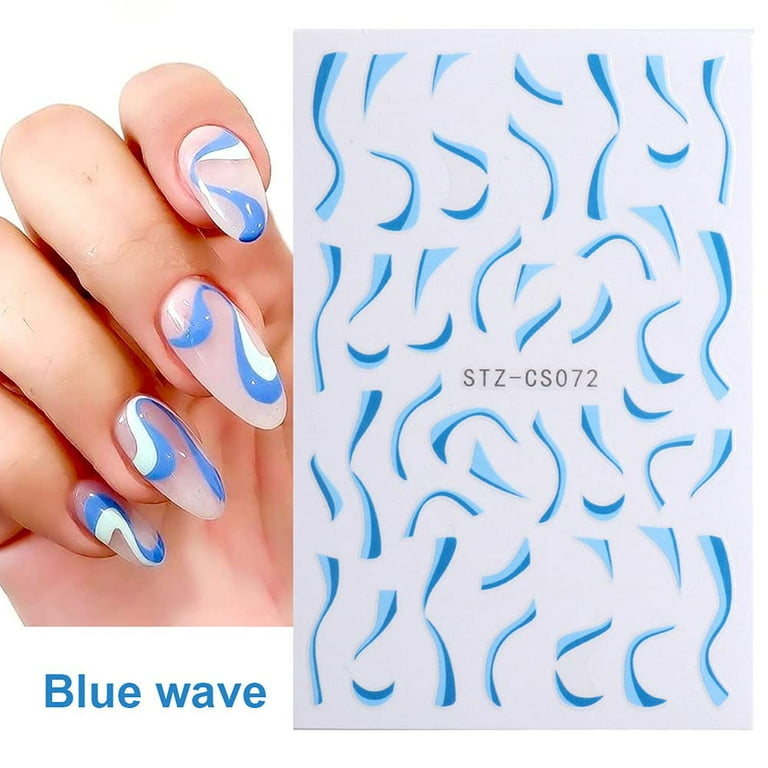 colorful line nail designs