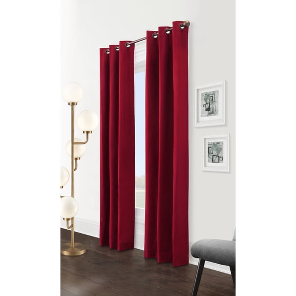 Commonwealth Thermalogic Weather Cotton Fabric Grommet Top Panel Pair - 80x54" - Burgundy
