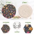 thumbnail image 4 of Yayeee 6 PCS Drink Coasters with Holder Set Woven Absorbent Round Tabletop Hot Pad, Small Space Pattern, 4 of 7
