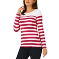 thumbnail image 4 of INSPIRE CHIC Blouse pour Femme à Rayures à Blocs de Couleur à Manches Longues T-Shirt Décontracté TG à Rayures Rouges, 4 of 6