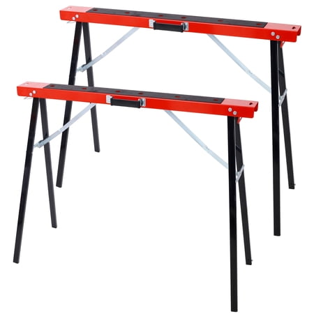 Folding Steel Sawhorses 2-Pack 550 lb Capacity Portable with Non-Slip Surface