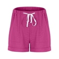 thumbnail image 4 of Delayuji Women's Short Cotton Linen Hollow Solid Color Tie Up Casual Elastic Short with Pockets Summer, 4 of 6