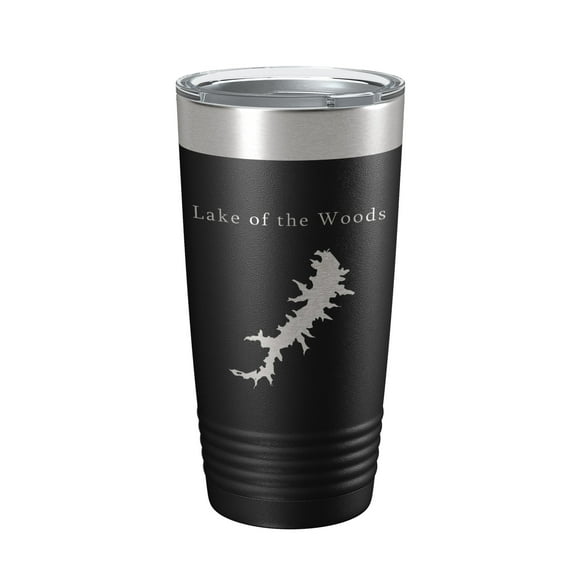 Lake of the Woods Map Tumbler Travel Mug Insulated Laser Engraved Coffee Cup Virginia 20 oz Black