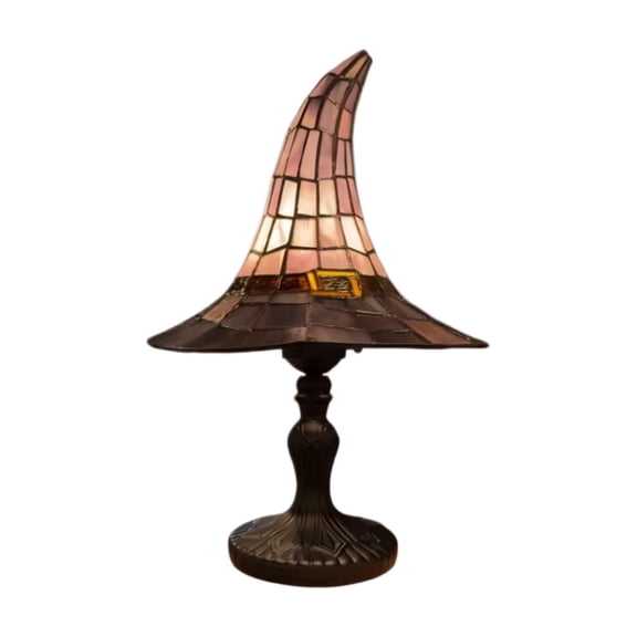 Loyerfyivos Witch Hat Lamp Halloween 7in Stained Resin Night Light for Bedroom, Mantel, Bookshelf, Entryway, Party Decor Brown