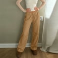 thumbnail image 2 of LIIPEE Womens Pants Casual Solid Color Full Straight-Leg Elastic Band Khakis Ladies Mid Waist Relaxed Fit Comfortable Breathable Soft Daily Pants With Pockets,M, 2 of 9
