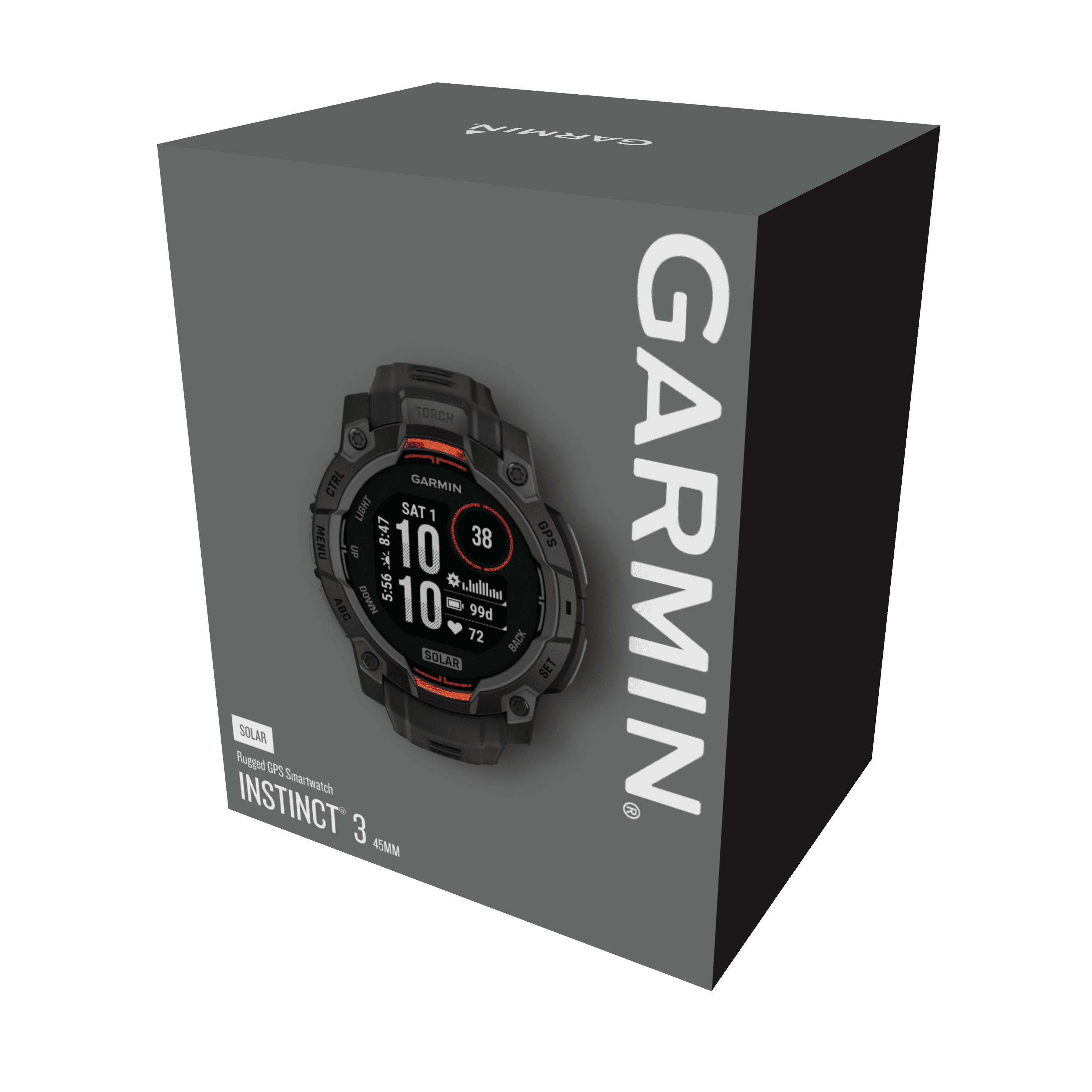 Restored Garmin Instinct 3 – 45 mm, Solar (Black with Black Band) (Refurbished)