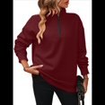 thumbnail image 3 of Sudaderas de Gran Tamaño para Mujer, Suéteres de Otoño, Sudaderas con Capucha de Moda, Jersey con Media Cremallera, Camisas de Larga, Ropa Vino Tinto L, 3 of 10