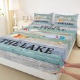 thumbnail image 3 of jejeloiu Lake Camping Cabin Twin Sheet Sets,Gray Blue Green Bedding For Kids 3-Piece, 3 of 7