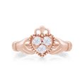 thumbnail image 2 of AFFY Round Cut White Natural Diamond Accent Claddagh Ring In 14k Rose Gold Over Sterling Silver-4.5, 2 of 6