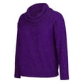 thumbnail image 5 of Women's Sequin Cowl Neck Sweater, Shiny Sparkly Long Sleeve Pullover, Elegant Casual Winter Top for Holiday Party, Date Night and Daily Wear Dark Purple XXL, 5 of 9