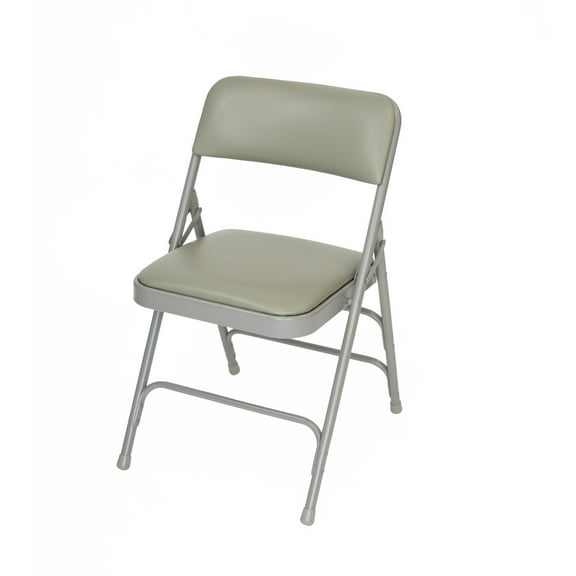 Rhino Vinyl Padded Metal Folding w/Triple Brace Quad Hinge Chair - Grey