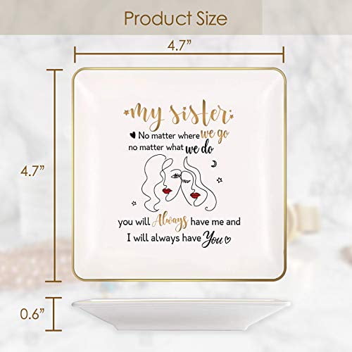 Always My Sister Ceramic Ring Dish Decorative Jewelry Tray Sister Birthday Gift for Sister from Sister Forever My Friend Nordic Runes Sister Gifts