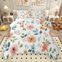 Manfei Country Leaves Bedding Comforter Set,Rustic Flower Floral Twin Comforter Sets,White Green Pink Bedding Set For Men Women,Breathable Home Decor Reversible,2 Pieces