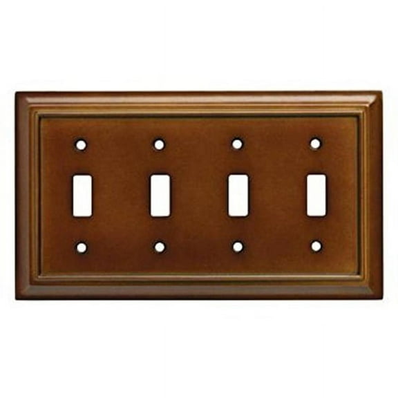 Wood Architectural 4 Toggle Wall Plate - Saddle