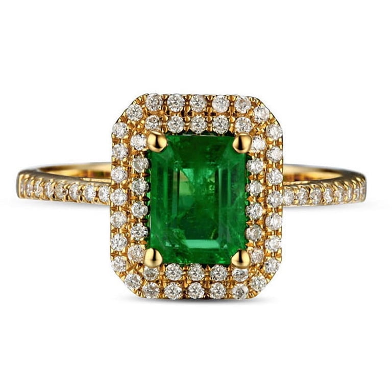 1.50 Ct 8x6 Mm AA Emerald Solitaire Ring In 14K Yellow Gold – Natural Emerald Engagement Or Anniversary Ring