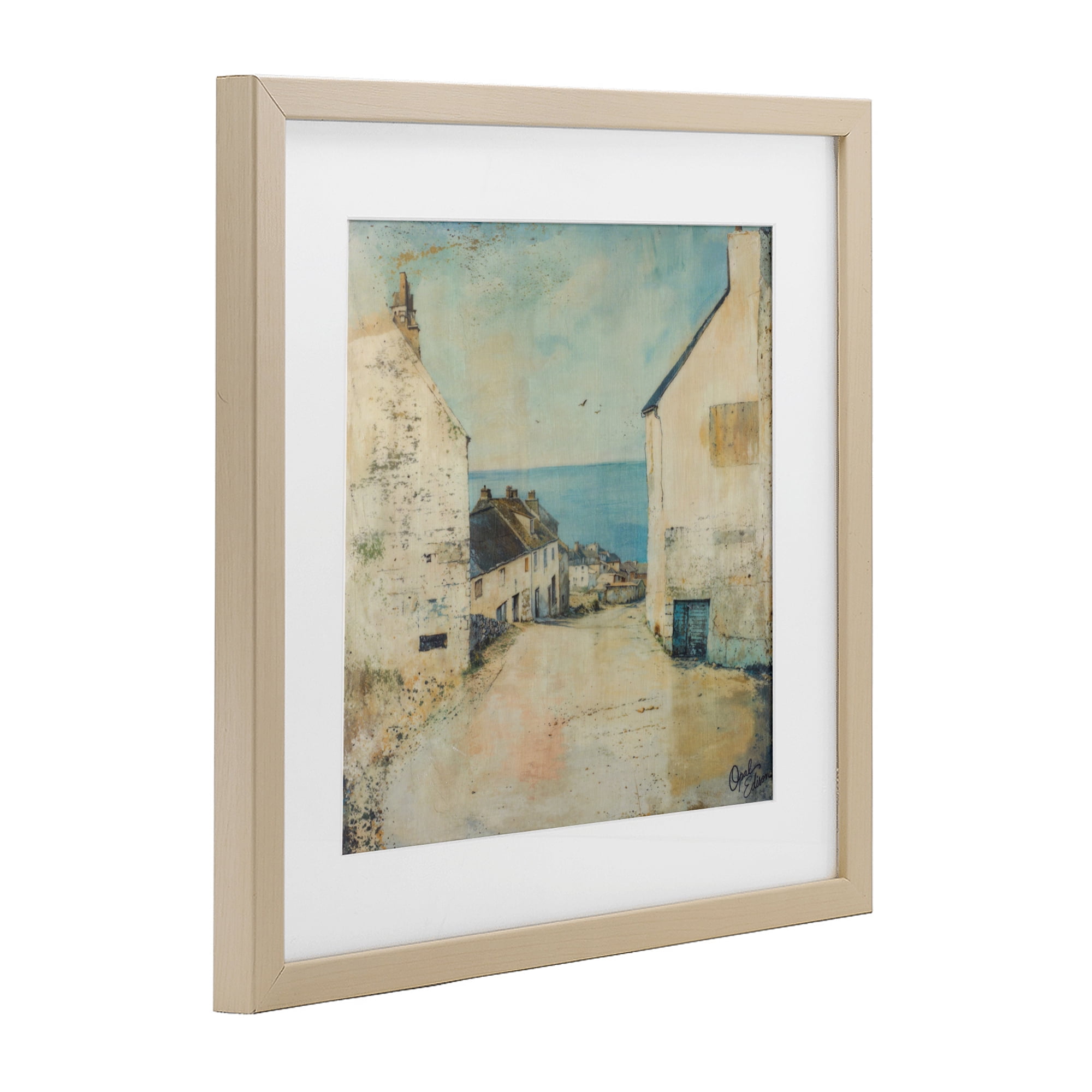 Stupell Industries Coastal Town Walk Birch Framed Print Under Glass, design by Opal Edison