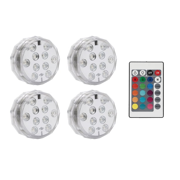 Luz de acuario IP67 Impermeable LED RGB Lámpara subacuática Control remoto Decoración Lámpara de noche, 4 piezas de luces Monstrate HA006129-02
