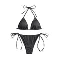thumbnail image 5 of QUNYINEY String Women Bikini Set Thong Black 2 Piece Swimwear Tie Side Swimsuit Sets, 5 of 5