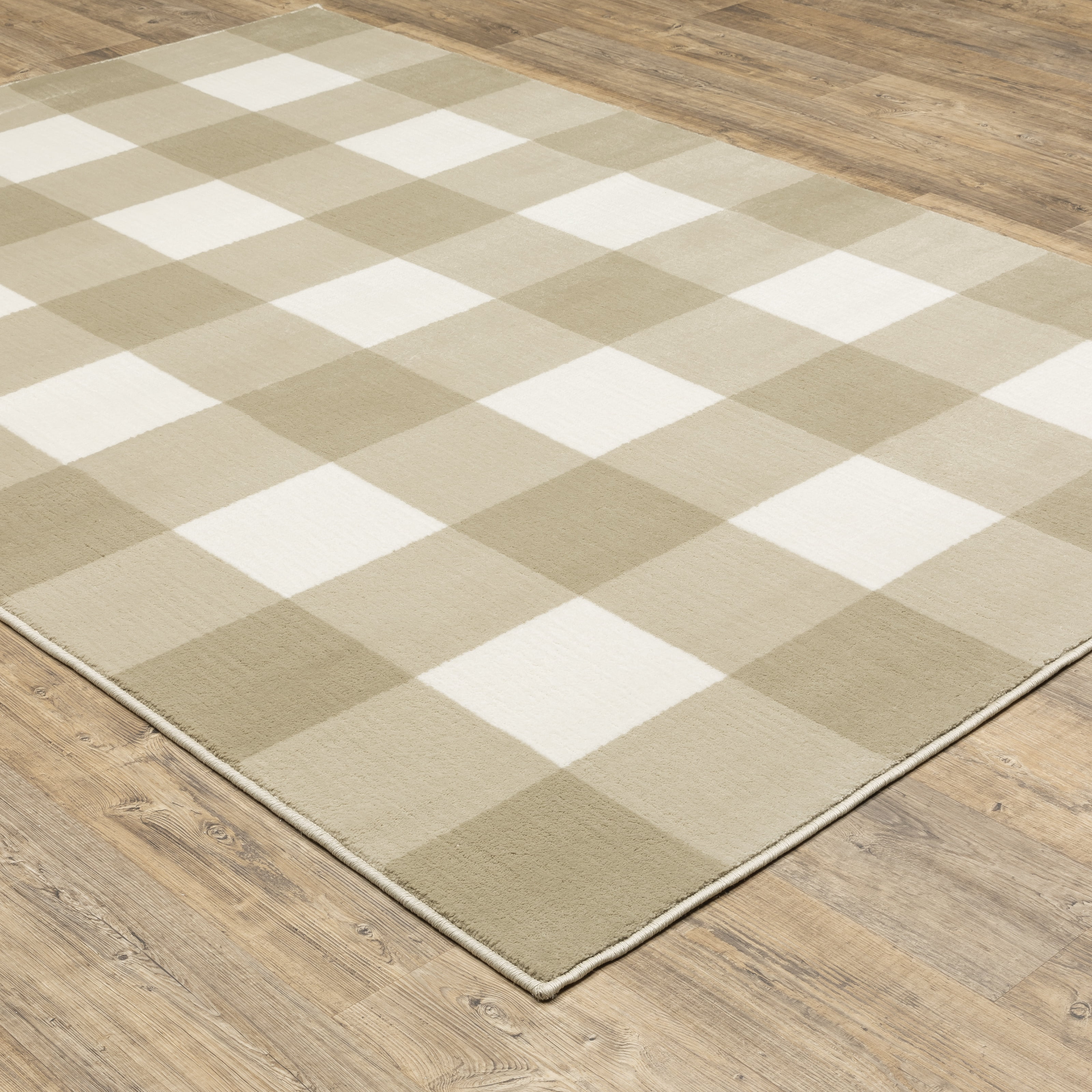 Avalon Home Gracie Gingham Plaid Area Rug, 6'7" X 9'2", Beige/ Ivory