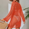 thumbnail image 6 of Taqqpue Swimsuit Cover Up for Women Crochet Bathing Suit Summer Swimwear Long Sleeve V Neck Mesh Knit Beach Dress Vacation Outfits, 6 of 8