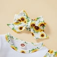 thumbnail image 4 of Babibeauty Newborn Baby Girl Romper Infant Letter Print Bodysuit Jumpsuit+Hat+Headband Coming Home Clothes Outfit (Yellow,1-3 Months), 4 of 14