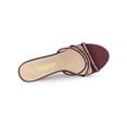 thumbnail image 4 of BLISSFUL STEP Women's Triple Strap Rhinestone Mules Open Toe Stiletto Heel Slide Sandals Burgundy 10, 4 of 7