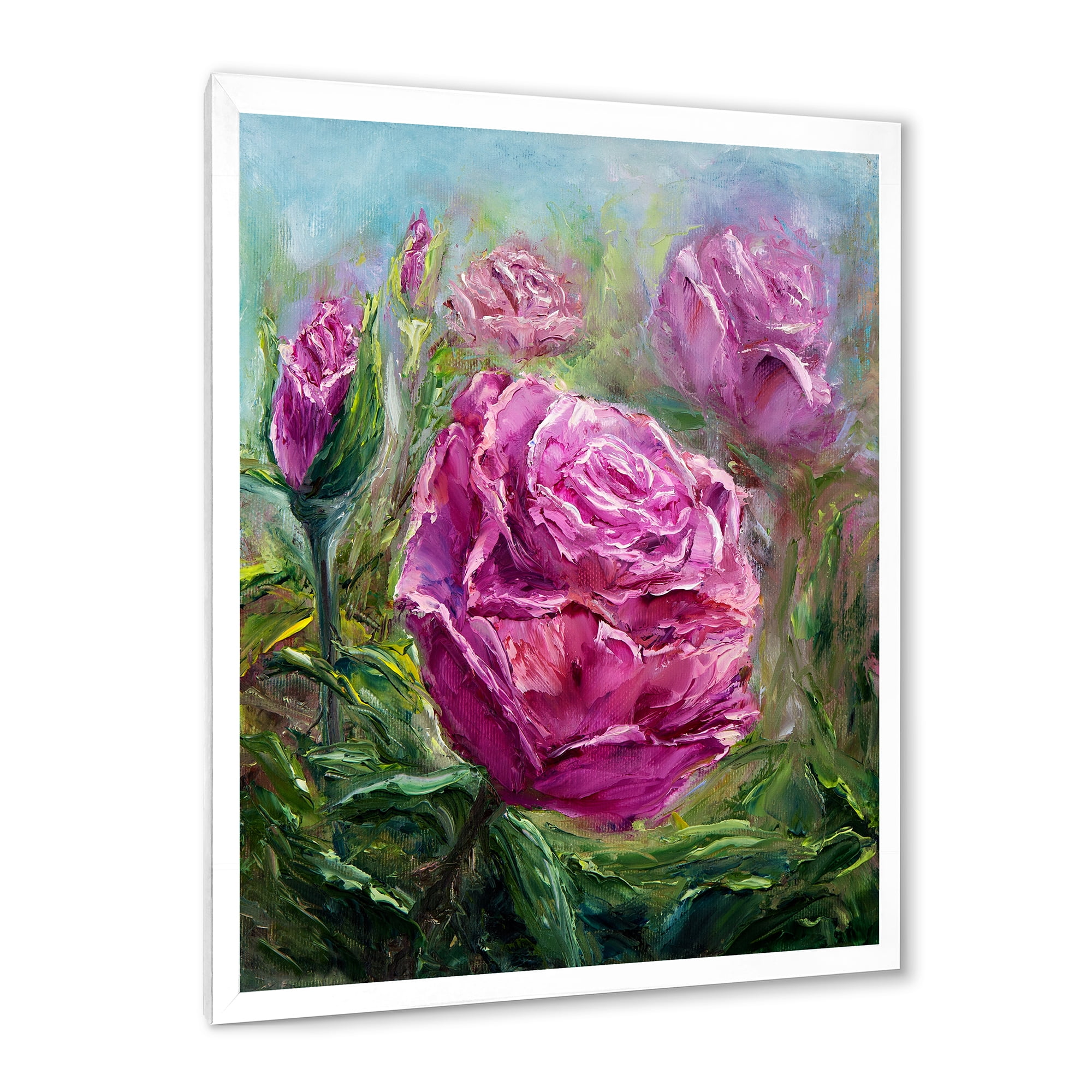Designart 'Abstract Pink Peonies' Traditional Framed Art Print