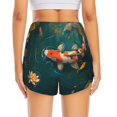 thumbnail image 2 of Lsque Koi Pond Lilies Printed Women's Running Shorts with Liner Pockets,Elastic Quick Dry Workout Athletic Gym Yoga Shorts,Womens High Waist Shorts-, 2 of 9