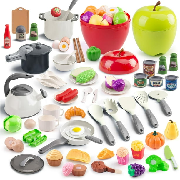 Set de juegos de cocina para niños Funpynani de 100 piezas con almacenamiento para Apple