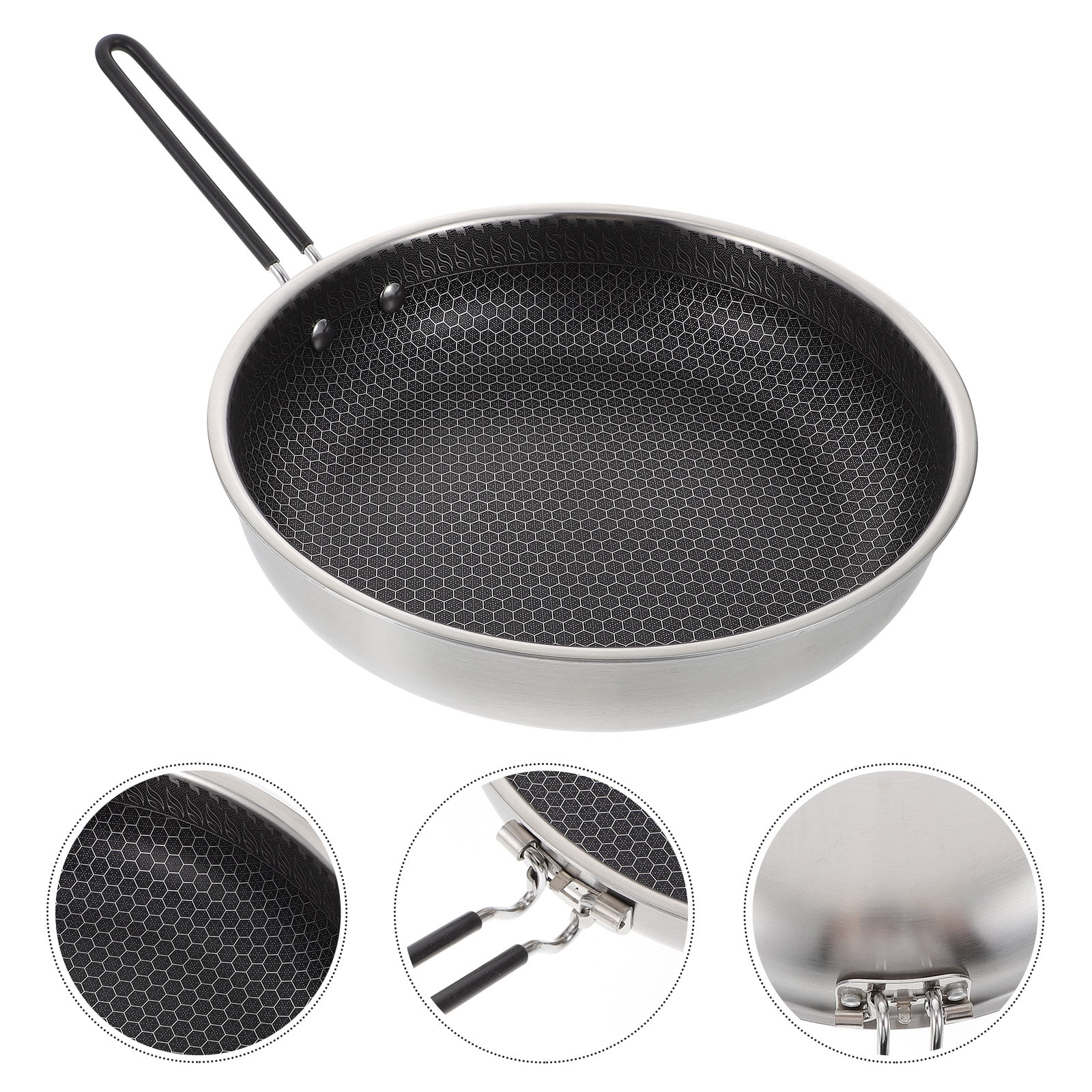 1Pc Honeycomb Frying Pan Stainless Steel Frying Pan Non-Stick Cookware 