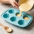 thumbnail image 6 of Silicone Baking Pan 12 Inch 6 Cavity Flower Shaped Silicone Molds for Baking, Non Stick Silicone Muffin Pan for Home Kitchen Baking Supplies, 12 X 8 Inch Green Silicone Bakeware, 6 of 6