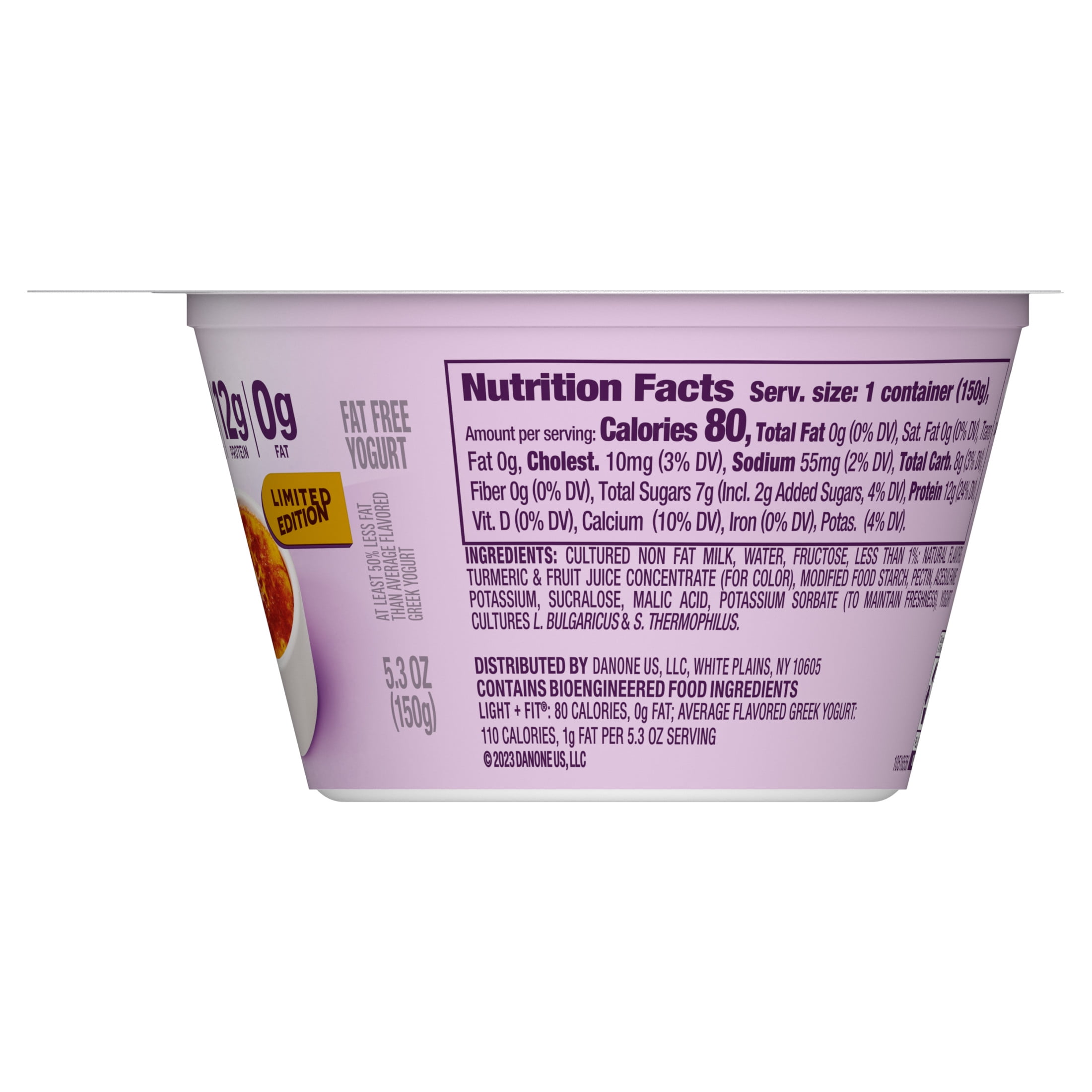 Light + Fit Creme Brulee Greek Fat Free Yogurt Cup, 5.3 oz