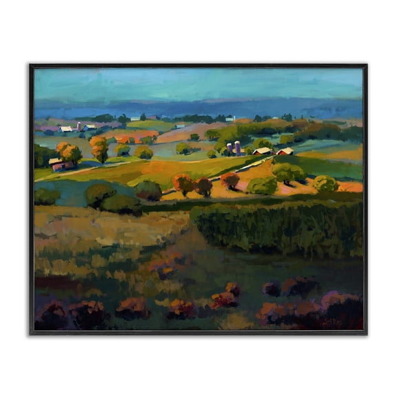 Stupell Industries Countryside Farms Landscape Landscape & Nature Painting Black Framed Art Print Wall Art, 14 x 11