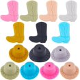 thumbnail image 5 of 14 Styles Silicone Focal Beads Western Cowboy Charms 3D Cowboy Hat Focal Beads Cowgirl Pink Colorful Rubber Boot Bead Black Shoes Hats Beads, 5 of 9