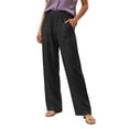 thumbnail image 5 of Oiangi Pants for Women Elastic Waist Straight Leg Pant Fall Casual Daily Wear Trousers with Pockets Black S, 5 of 6