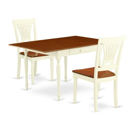 East West Furniture Dining Room Set Buttermilk & Cherry MZPL3-WHI-W