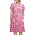 thumbnail image 1 of Balery Pink Glitter Vestidos sueltos de manga corta para mujer, vestidos de verano 2025, vestidos casuales de corte A con vuelo., 1 of 6