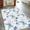 thumbnail image 2 of Blue Butterfly Area Rugs 4x6 ft Purple Flower Spring Floral Plant Simple Washable Rug Non Slip Indoor Carpet Absorbent Floor Mat for Living Room Bedroom Dining Room, 2 of 9