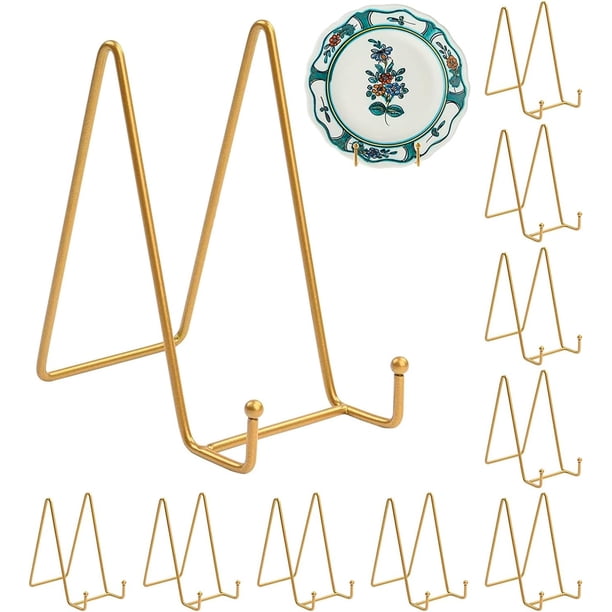 Libere el potencial de su colección: soporte de alambre cuadrado de metal para exhibir platos, construcción de hierro resistente que garantiza la estabilidad, estilo exquisito para exhibir platos y