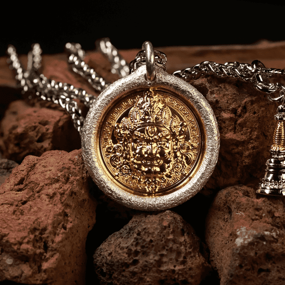 Yellow Jambhala S999 Silver Pendant Necklace，20g