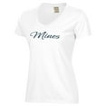 thumbnail image 2 of Women's  White Colorado School of Mines Orediggers Script Logo Comfort Wash V-Neck T-Shirt, 2 of 3