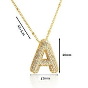 QVVWOPQ A-Z Bubble Letter Necklace Gold Rhinestone Letter Pendant Chain Layering Necklaces for Women Jewelry Gifts