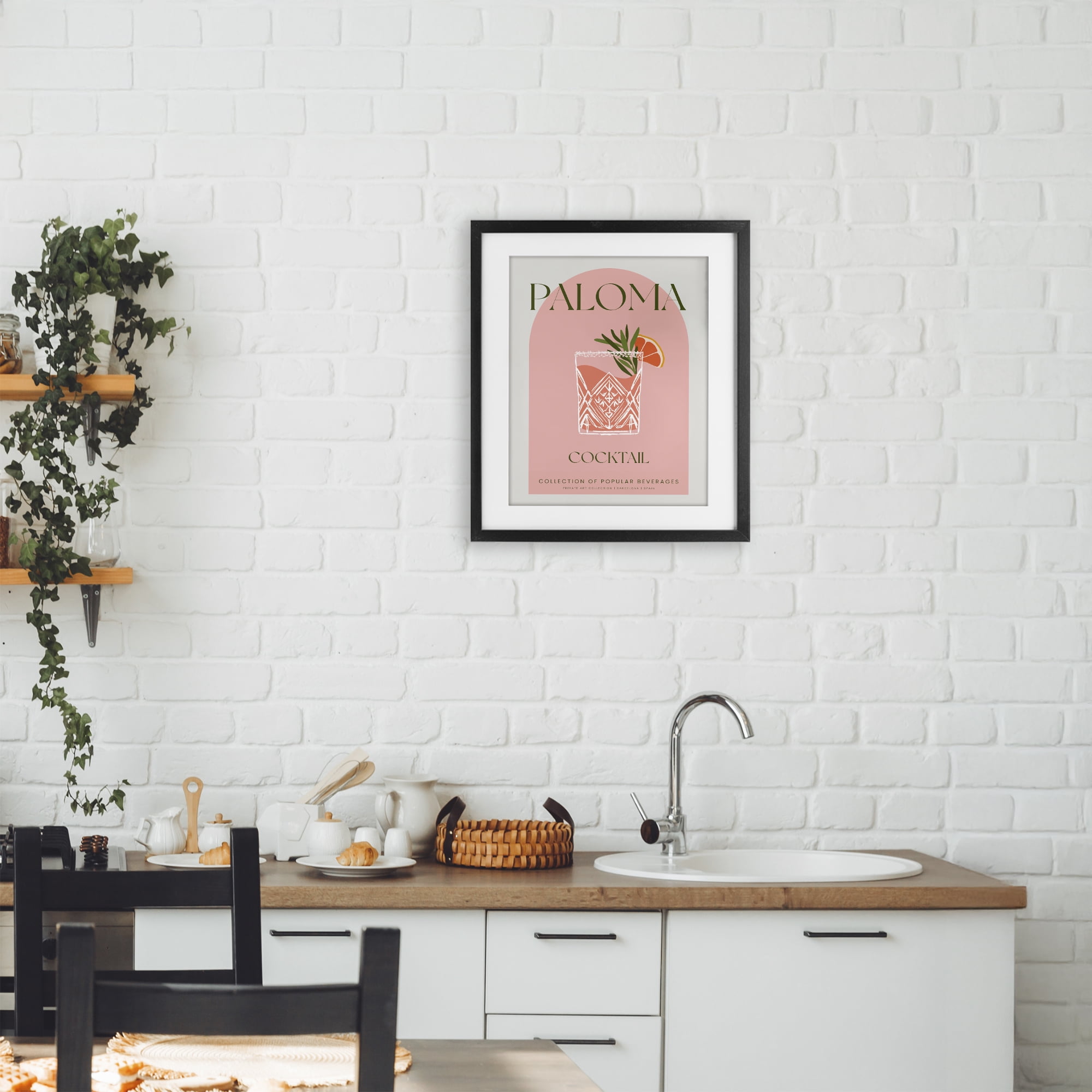 Stylish Retro Paloma Black Framed Print Under Glass, design by Lil' Rue