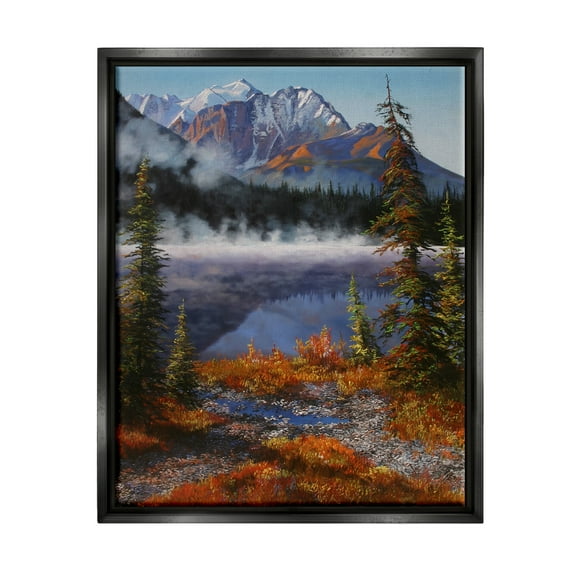 Stupell Industries Autumn Mountain Scenery Nature Painting Black Floater Framed Art Print Wall Art, 17 x 21