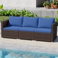 thumbnail image 3 of Patiojoy 3-Piece Outdoor Wicker Sectional Sofa Set PE Rattan Modular Couch with Thick Cushions Navy, 3 of 10