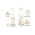 thumbnail image 4 of BLISSFUL STEP Flower Lace Up Stiletto Heel Slingback Strappy Heels Sandals for Women White (Size 6), 4 of 7