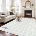 thumbnail image 2 of Large Area Rugs for Living Room Bedroom, Blue Spring Floral 8'x10' Rug Washable Carpet Runner Indoor Outdoor, Watercolor Teal Plaid Summer Botanical Non Slip Floor Mats Rug for Kitchen, Patio, 2 of 8