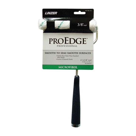 Linzer MT701-11 6 Mini Roller, 3/8 in Nap, Microfiber Cloth Cover, Threaded Handle, 6 in L Roller